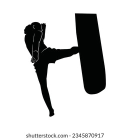 martial arts movement silhouette. vector image