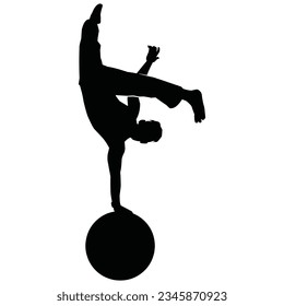 martial arts movement silhouette. vector image