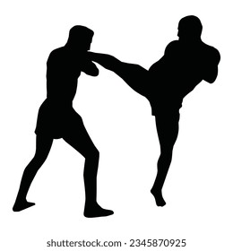 silueta del movimiento de artes marciales. imagen vectorial