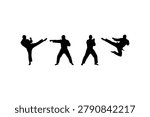 Martial Arts Pose Silhouette Set Minimal Black Combat Sports Icons