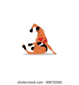 Martial Arts sign. Two men fighting. Vector Illustration. Branding Identity Corporate logo design template Isolated on a white background