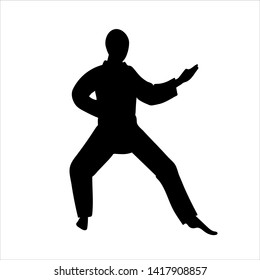 Martial Arts Silhouette. Judo Or Karate Icon.