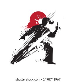 Martial arts silhouette logo vector illustration. 
