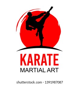 Martial arts, Silhouette male karate fighting, Vector