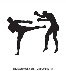 Martial Arts Silhouette on white background 