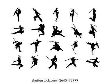 Martial Arts Sillhouette Element Set