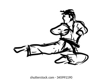 Martial arts simple hand drawn.