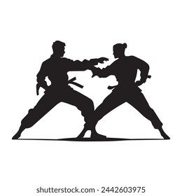 Martial arts strong fighter. Ninja power vector design.