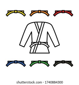 martial arts suit line icon, vector illustration