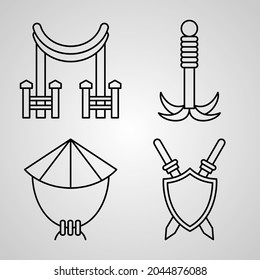 Martial Arts Symbol Collection On White background Martial Arts Outline Icons

