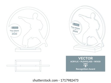 Martial arts Trophy Vector Template, Karate Trophy award, Recognition Trophy Award