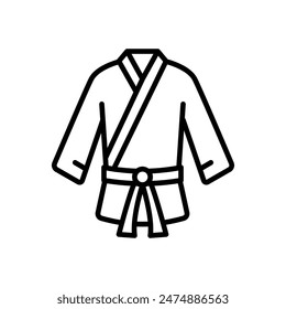 uniforme de artes marciales, icono de línea, fondo aislado