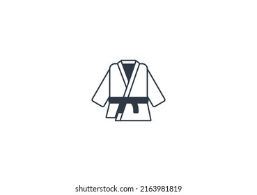 Emoticono plano vectorial uniforme de artes marciales. Isolación de la ilustración del Uniforme de Artes Marciales. Icono de Uniforme de Artes Marciales