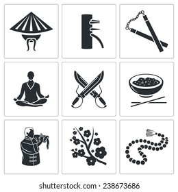 Martial Arts Vector Icons Set