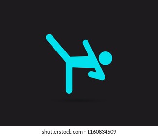 Martial arts vector web icon isolated on black background, EPS 10, top view