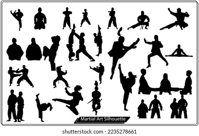 Martial poses Vactor , Karate art illustrator set