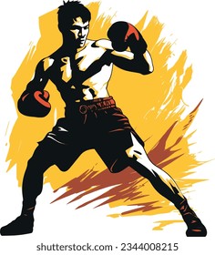 Martial sport boxing fighting illustration logo design