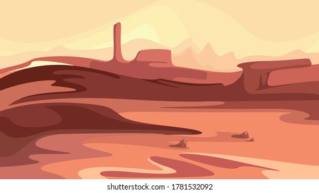 Martian landscape with mountains. Beautiful space scenery.