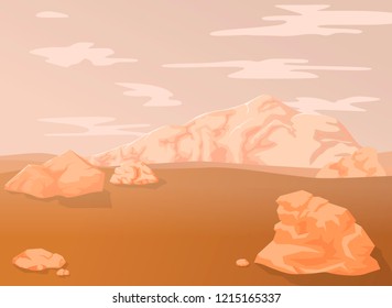 Martian landscape. Vector illustration, flat design style.