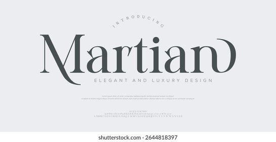 Martian luxury elegant alphabet logo font . Vintage wedding typography classic serif font decorative vintage retro. creative vector illustration
