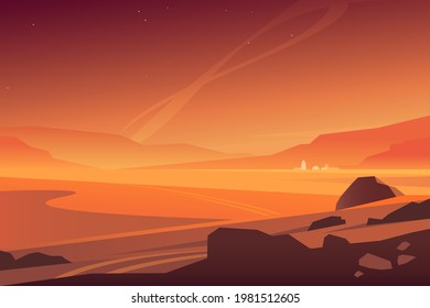 Martian valley, minimalist style landscape