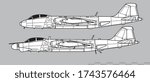 Martin B-57B, B-57G Canberra. Vector drawing of tactical bomber. Side view. Image for illustration and infographics.