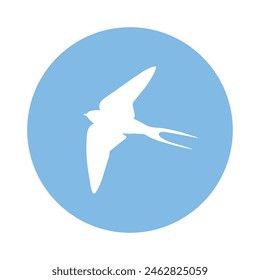 Martin bird silhouette on blue sky. Vector illustration