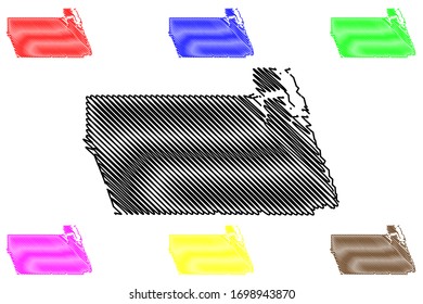 Martin County, Florida (U.S. county, United States of America,USA, U.S., US) map vector illustration, scribble sketch Martin map