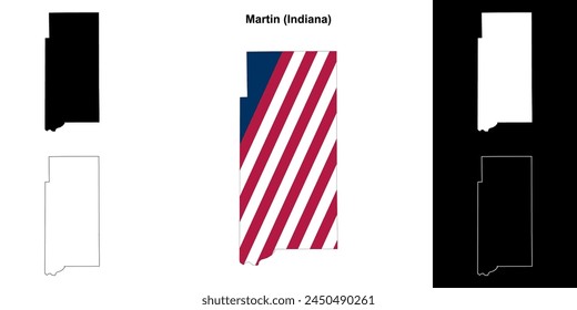 Martin County (Indiana) Outline-Kartenset