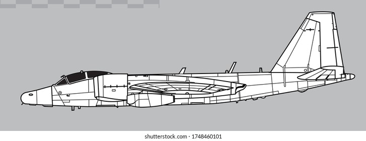 Dibujo de vectores de aeronaves de reconocimiento estratégico. Vista lateral. Imagen para ilustraciones e infografías.