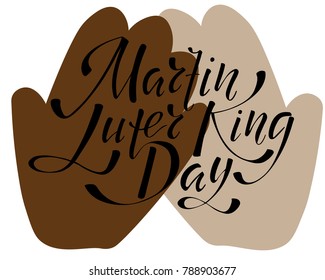 Martin Luter King day - hand lettering inscription to design, black and white ink calligraphy
