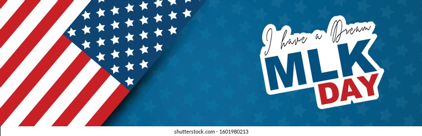 Martin Luther King day banner or website header. American flag design. I have a dream. Vector illustration.