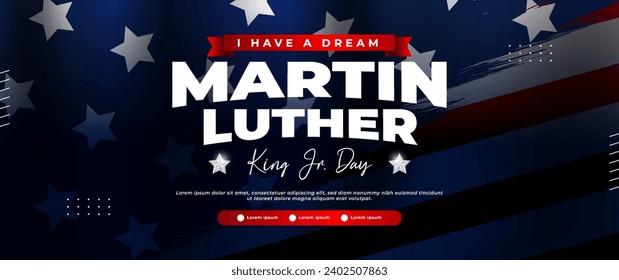 Martin Luther King Day banner design with American flag elements