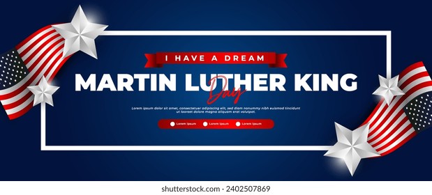 Martin Luther King Day banner design with American flag elements
