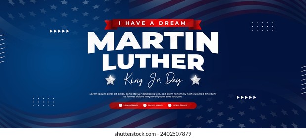 Martin Luther King Day banner design with American flag elements