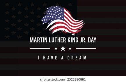 martin luther king day banner. Holiday typographic poster with usa waving flag.Vector illustration
