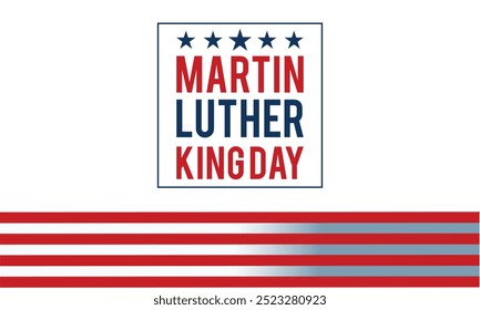 martin luther king day banner. Holiday typographic poster with usa waving flag.Vector illustration
