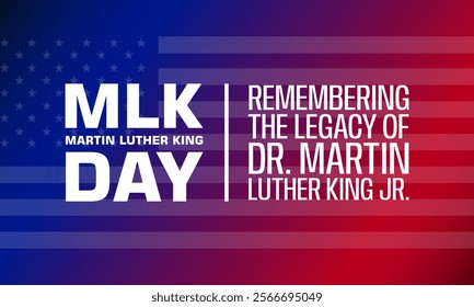 Martin luther king day banner. Holiday typographic poster with usa flag. Design Background illustration