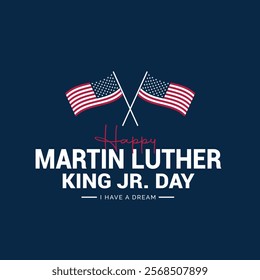 Martin Luther King Day flyer, banner or poster. Vector illustration with copy space for text background of black man and usa flag USA Martin Luther King Day