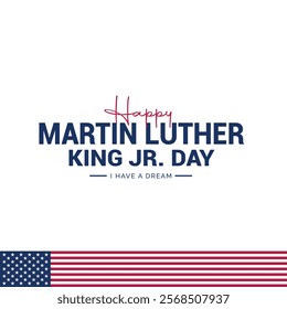 Martin Luther King Day flyer, banner or poster. Vector illustration with copy space for text background of black man and usa flag USA Martin Luther King Day
