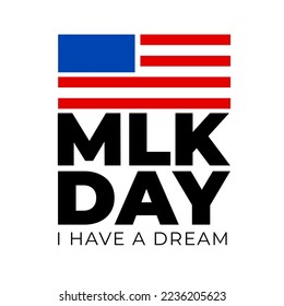 Martin Luther King Day greeting card with American flag on white background