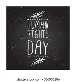 Martin Luther King Day handdrawn greeting card on chalkboard background.  Human rights day. Typographic banner with text and olive branch.