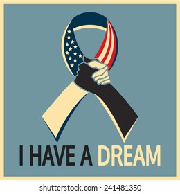 Martin Luther King day, I have a dream ribbon, vector illustration