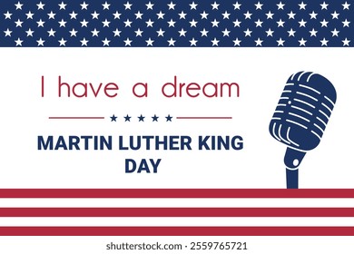 Martin Luther King Day, I have dream phrase with microphone, vector illustration