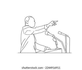 Martin Luther king day line art. Civil Right day and holiday. Vector Illustration.