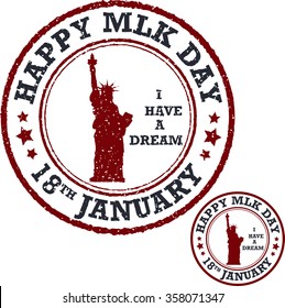 Martin luther king day stamp. Vector illustration