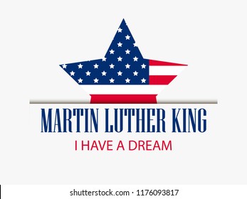 Martin Luther King Day. Star with flag usa. Celebration banner. Vector illustration