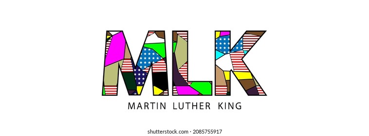 Martin Luther King Day typographic design EPS10, multicolored letters of the MLK.