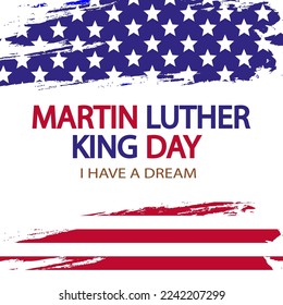 Martin luther king day usa flag watercolor, vector art illustration.