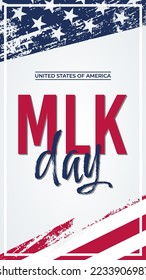 Martin Luther King Day vertical greeting cards set with United States national flag. United States national holiday vector illustration. 